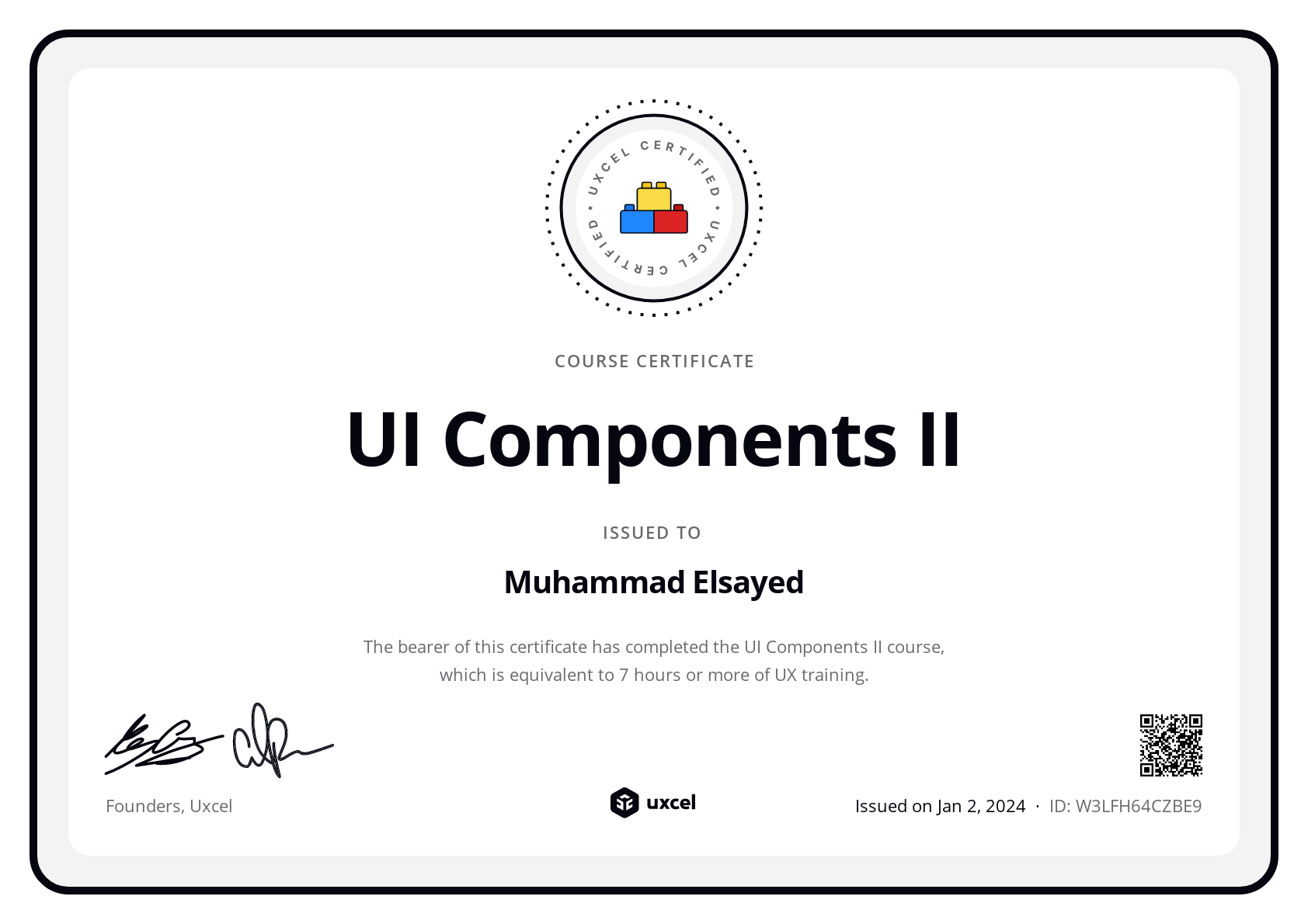 Muhammad Elsayed's certificate